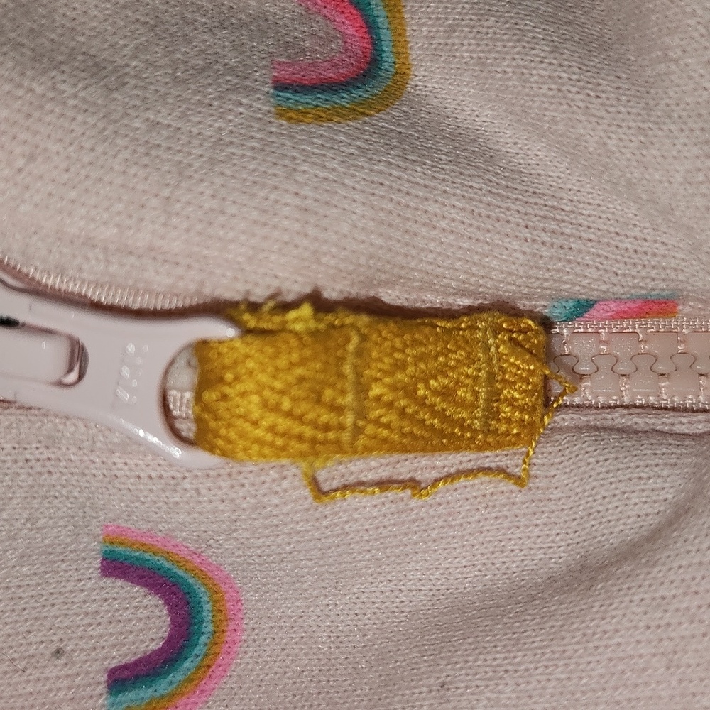 Like New Cat & Jack Light Pink Hoodie with Rainbow Accents 12 Mos. - Picture 8 of 11